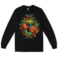 Black aztec rodeo cowboy Long Sleeve Tee - JahusDesignShop