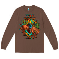 Chestnut aztec rodeo cowboy Long Sleeve Tee - JahusDesignShop