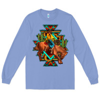 Colony Blue aztec rodeo cowboy Long Sleeve Tee - JahusDesignShop