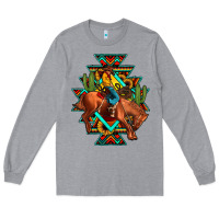 Heather Grey aztec rodeo cowboy Long Sleeve Tee - JahusDesignShop