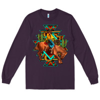Plum aztec rodeo cowboy Long Sleeve Tee - JahusDesignShop