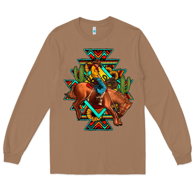 Aztec Rodeo Cowboy Long Sleeve Tee by JahusDesignShop | Teevron