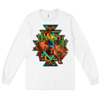White aztec rodeo cowboy Long Sleeve Tee - JahusDesignShop