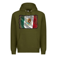 Army Green mexico flag black glitter leopard Premium Hoodie - AdoDesignShop