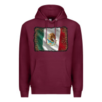 Burgundy mexico flag black glitter leopard Premium Hoodie - AdoDesignShop