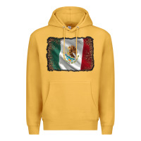 Mustard mexico flag black glitter leopard Premium Hoodie - AdoDesignShop