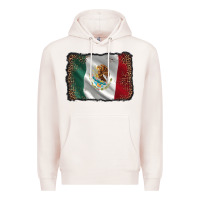 Pale Pink mexico flag black glitter leopard Premium Hoodie - AdoDesignShop