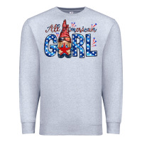Heather Grey all american girl with gnome Premium Sweatshirt - NancyCooperArtShop