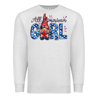 Oatmeal Heather all american girl with gnome Premium Sweatshirt - NancyCooperArtShop