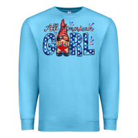 Ocean Blue all american girl with gnome Premium Sweatshirt - NancyCooperArtShop