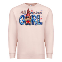 Pale Pink all american girl with gnome Premium Sweatshirt - NancyCooperArtShop