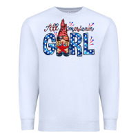 White all american girl with gnome Premium Sweatshirt - NancyCooperArtShop