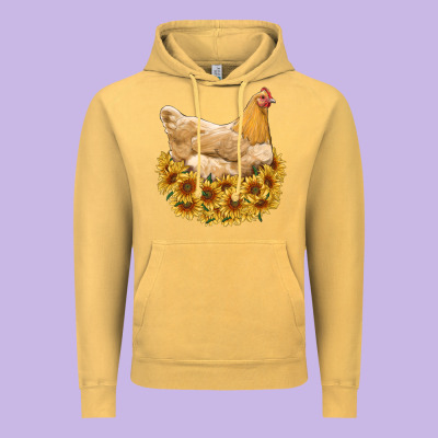 Chicken With Sunflowers Vintage Hoodie Designed By Ranaportraitstore