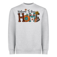 Heather Grey welcome to our home Heavyweight Sweatshirt - CowhideDigitalArt