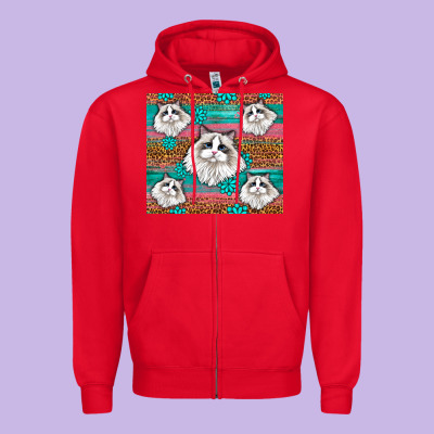 Western Ragdoll Cat Zipper Hoodie Designed By Lillyallendesigns