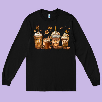 Melanin Afro Coffee Cups Long Sleeve Tee Designed By Jasminsmagicworld