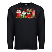 Black christmas sloth coffee cups Premium Sweatshirt - MaliasSmallBusiness