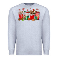Heather Grey christmas sloth coffee cups Premium Sweatshirt - MaliasSmallBusiness