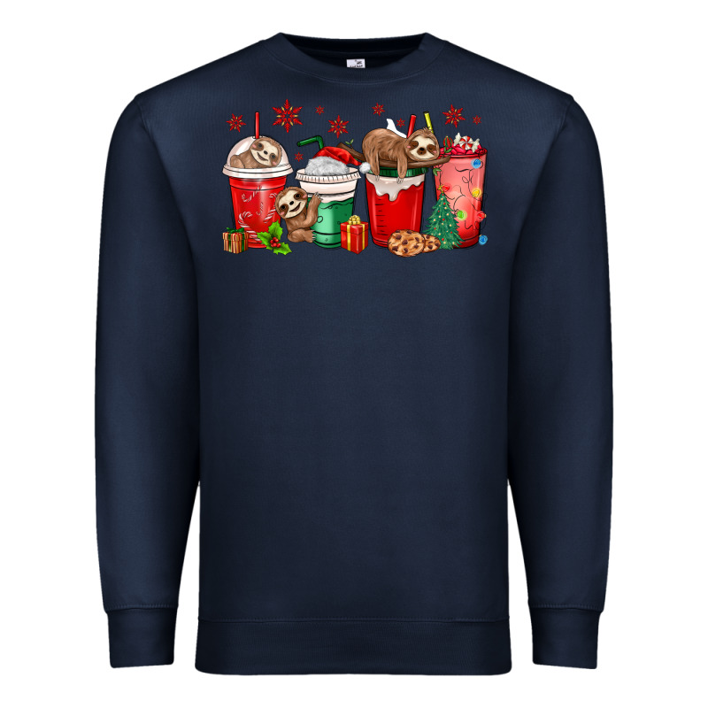 Christmas Sloth Coffee Cups Premium Sweatshirt by MaliasSmallBusiness | Teevron