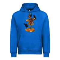 Cobalt Scarecrow with Pumpkin Urban Hoodie - texasbilliewilder