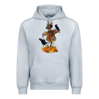 Heather Grey Scarecrow with Pumpkin Urban Hoodie - texasbilliewilder
