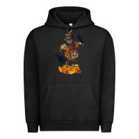Pigment Black Scarecrow with Pumpkin Urban Hoodie - texasbilliewilder