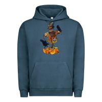 Pigment Midnight Navy Scarecrow with Pumpkin Urban Hoodie - texasbilliewilder