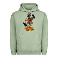 Pigment Oil Green Scarecrow with Pumpkin Urban Hoodie - texasbilliewilder