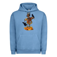 Pigment Pebble Blue Scarecrow with Pumpkin Urban Hoodie - texasbilliewilder