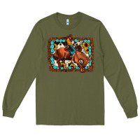 Army Green rodeo cowboy Long Sleeve Tee - JahusDesignShop