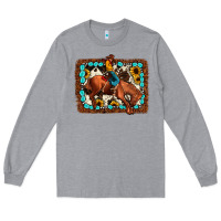 Heather Grey rodeo cowboy Long Sleeve Tee - JahusDesignShop