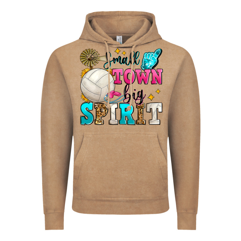 Small Town Big Spirit Volleyball Vintage Hoodie by Zillion Design Studio | Teevron