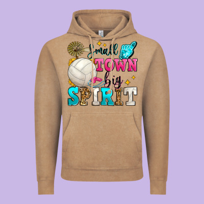 Small Town Big Spirit Volleyball Vintage Hoodie Designed By Zillion Design Studio