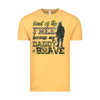 Vintage Mustard land of the free because my daddy is brave Vintage Tee - HRA Design Shop