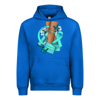 Cobalt Ovarian Cancer diva teal ribbon Urban Hoodie - NancyCooperArtShop