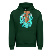Forest Green Ovarian Cancer diva teal ribbon Urban Hoodie - NancyCooperArtShop