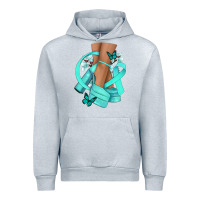 Heather Grey Ovarian Cancer diva teal ribbon Urban Hoodie - NancyCooperArtShop