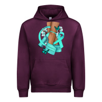 Mauve Wine Ovarian Cancer diva teal ribbon Urban Hoodie - NancyCooperArtShop