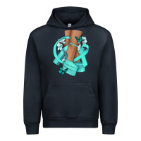 Navy Ovarian Cancer diva teal ribbon Urban Hoodie - NancyCooperArtShop