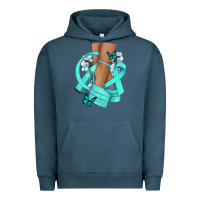 Pigment Midnight Navy Ovarian Cancer diva teal ribbon Urban Hoodie - NancyCooperArtShop