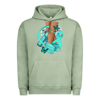Pigment Oil Green Ovarian Cancer diva teal ribbon Urban Hoodie - NancyCooperArtShop