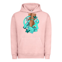 Pigment Salmon Ovarian Cancer diva teal ribbon Urban Hoodie - NancyCooperArtShop