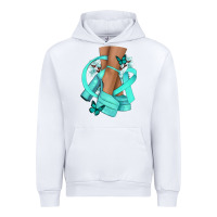 White Ovarian Cancer diva teal ribbon Urban Hoodie - NancyCooperArtShop