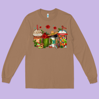 Cinco De Mayo Coffee Cups Long Sleeve Tee Designed By Jasminsmagicworld