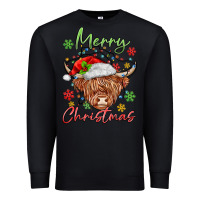 Black merry christmas cow Premium Sweatshirt - MaliasSmallBusiness