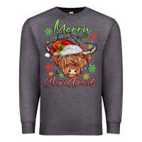 Charcoal Heather merry christmas cow Premium Sweatshirt - MaliasSmallBusiness