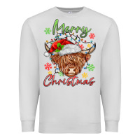 Dove Grey merry christmas cow Premium Sweatshirt - MaliasSmallBusiness