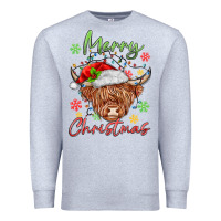 Heather Grey merry christmas cow Premium Sweatshirt - MaliasSmallBusiness