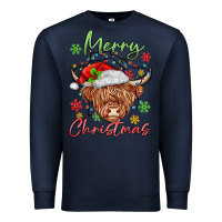 Navy merry christmas cow Premium Sweatshirt - MaliasSmallBusiness