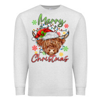 Oatmeal Heather merry christmas cow Premium Sweatshirt - MaliasSmallBusiness